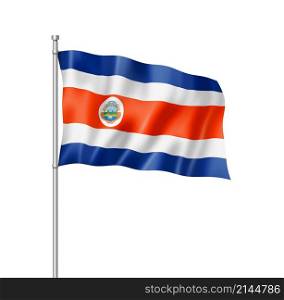 Costa Rica flag, three dimensional render, isolated on white. Costa Rican flag isolated on white