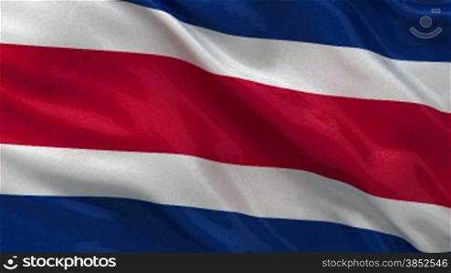 Costa Rica Nationalflagge im Wind. Endlosschleife.