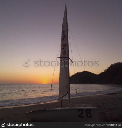 Costa Rican coastline at sunset