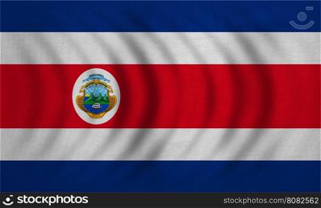 Costa Rican national official flag. Patriotic symbol, banner, element, background. Correct colors. Flag of Costa Rica wavy with real detailed fabric texture, accurate size, illustration