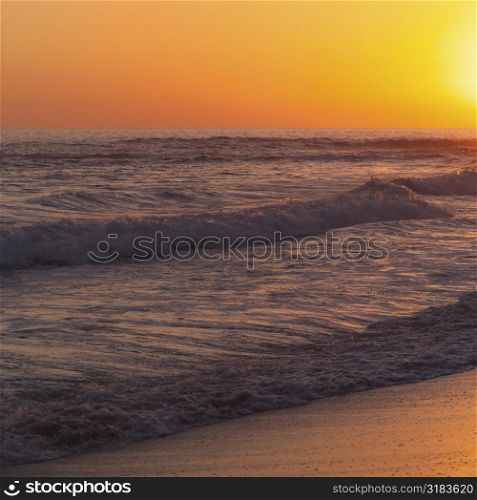 Costa Rican shoreline at sunset