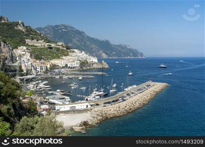 Costiera Amalfitana, Salerno, Campania, Southern Italy: the coast at summer (July). Amalfi