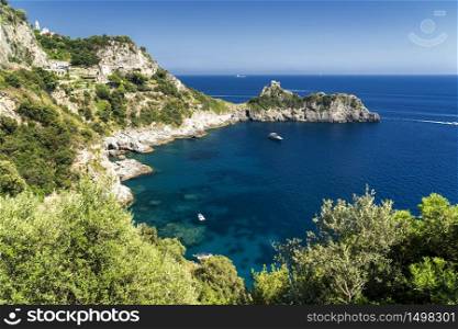 Costiera Amalfitana, Salerno, Campania, Southern Italy: the coast at summer (July). Conca dei Marini