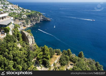 Costiera Amalfitana, Salerno, Campania, Southern Italy: the coast at summer (July): view of Praiano