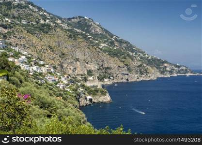 Costiera Amalfitana, Salerno, Campania, Southern Italy: the coast at summer (July): view of Praiano