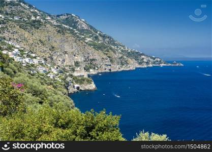 Costiera Amalfitana, Salerno, Campania, Southern Italy: the coast at summer (July): view of Praiano