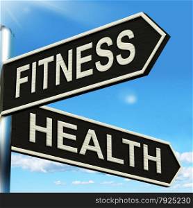 Costs Benefits Choices On Signpost Showing Analysis And Value Of An Investment. Fitness Health Signpost Showing Work Out And Wellbeing
