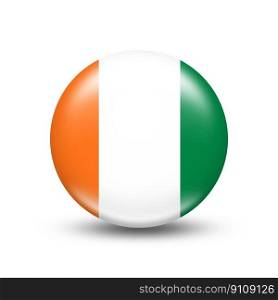 Cote d&rsquo;Ivoire country flag in sphere with white shadow - illustration. Cote d&rsquo;Ivoire country flag in sphere with white shadow