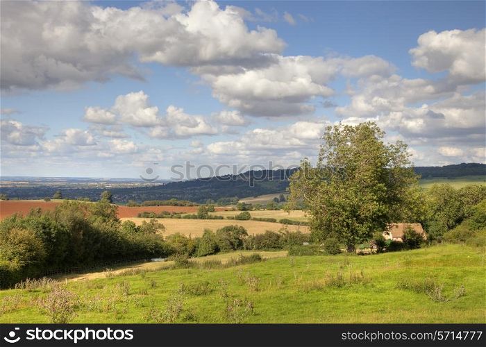 Cotswold landscape in late summer, Gloucestershire, England.