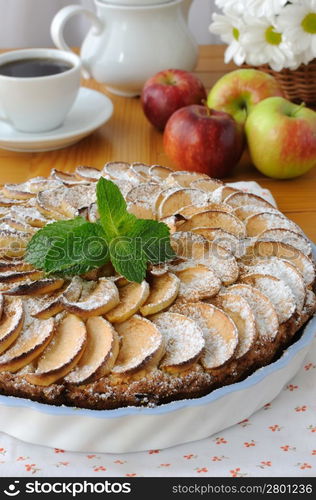 Cottage cheese and apple pie with apples and cinnamon