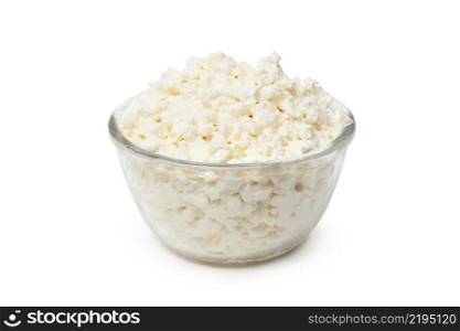 Cottage cheese in plate isolated on white background. Cottage cheese in plate isolated