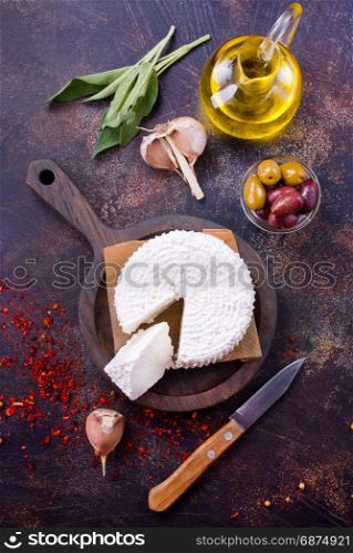 cottage cheese on board and on a table