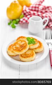 cottage cheese pancakes, syrniki