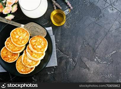 cottage pancakes on plate, baked pancakes, stock photo