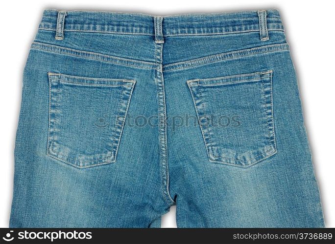 Cotton blue jeans isolated on white background