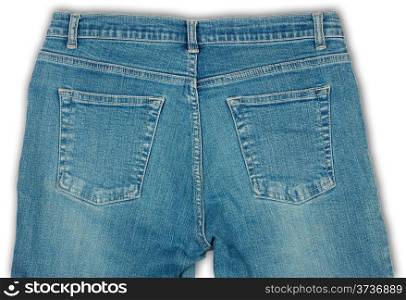Cotton blue jeans isolated on white background