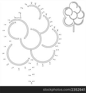 Cotton Candy Icon Dot To Dot, Spun Sugar Confection Sweet Candy Vector Art Illustration