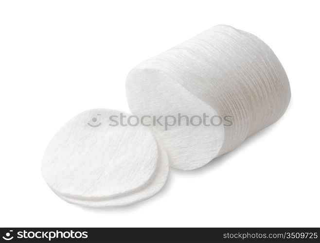 cotton disks isolated on white background
