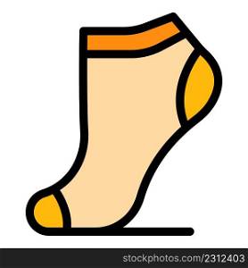 Cotton sock icon. Outline cotton sock vector icon color flat isolated. Cotton sock icon color outline vector