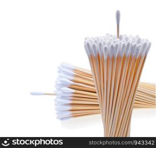 Cotton wool sticks isolated on white