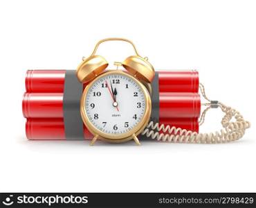 Countdown. Time bomb with alarm clock detonator. Dynamit. 3d