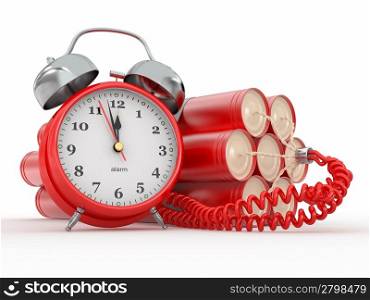 Countdown. Time bomb with alarm clock detonator. Dynamit. 3d