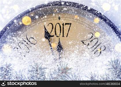 Countdown to midnight. Countdown to midnight. Retro style clock counting last moments before Christmas or New Year 2017.