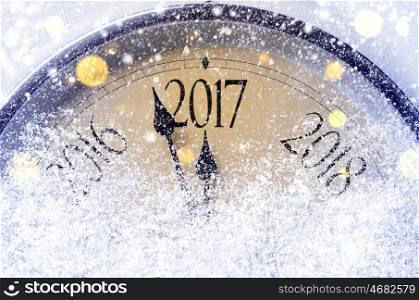 Countdown to midnight. Countdown to midnight. Retro style clock counting last moments before Christmass or New Year 2017.