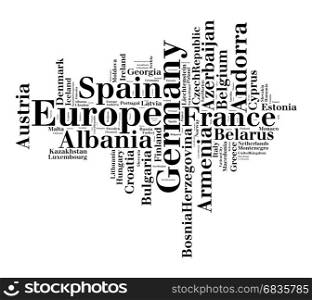 Countries in europe word cloud concept