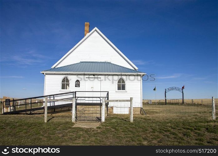 Country Church Blue Sky in Saskatchewan Canada