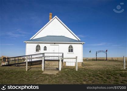 Country Church Blue Sky in Saskatchewan Canada