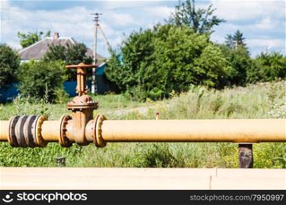 country gasification - gas pipeline in village in summer day
