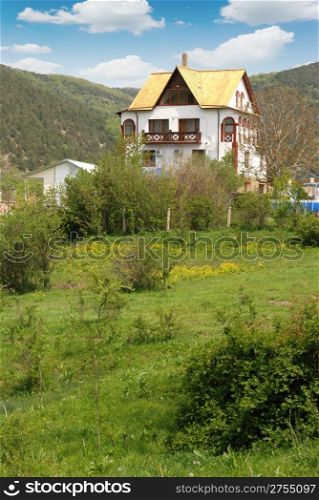Country house in mountains. Crimean mountains and a cottage