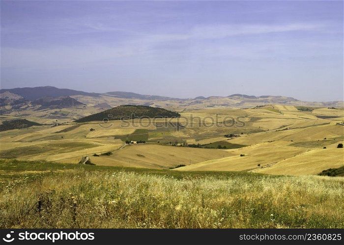Country landscape in C&ania near Monteverde and Lacedonia, Avellino province, Italy, at summer