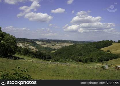 Country landscape near Civita di Bagnoregio, Viterbo province, Lazio, Italy, at summer