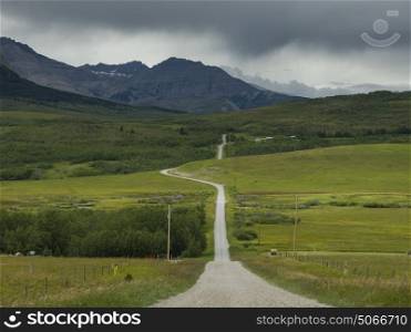 Country road passing through landscape, Pincher Creek No. 9, Southern Alberta, Alberta, Canada