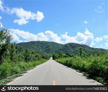 Country road to the Mountain natural landscape,Tropical of rural in Thailand.