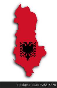 Country shape outlined and filled with the flag, Albania