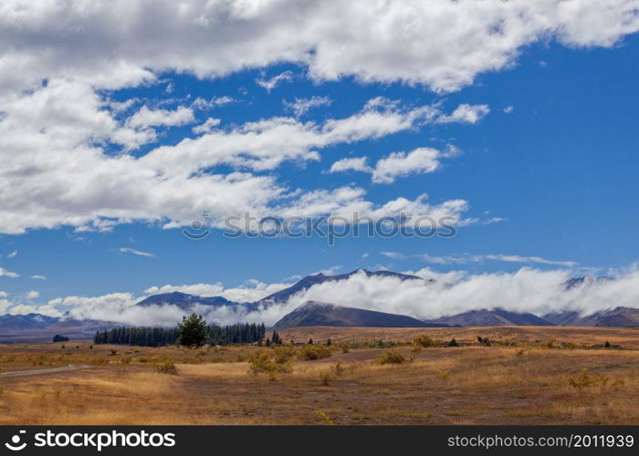 Countryside around Lake Tekapo in New Zealand