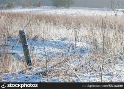 Countryside landscape covered with snow