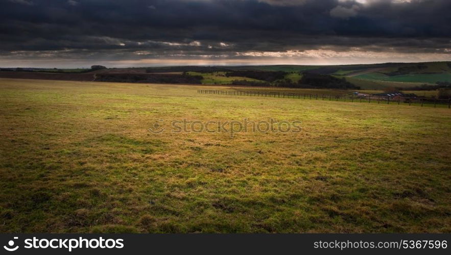 Countryside landscape on stormy Autumn day