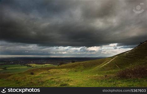 Countryside landscape on stormy Autumn day