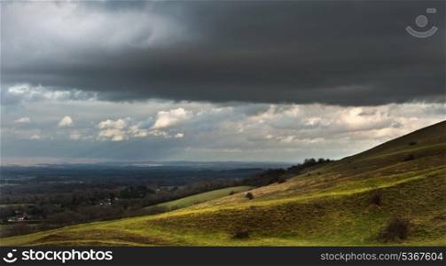 Countryside landscape on stormy Autumn day