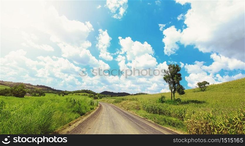 countryside road on the hill landscape