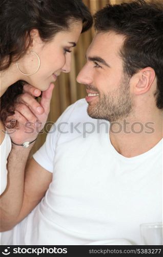 Couple about to kiss