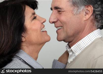 Couple about to kiss.