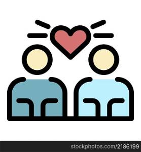 Couple affection icon. Outline couple affection vector icon color flat isolated. Couple affection icon color outline vector