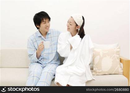 Couple after taking a bath