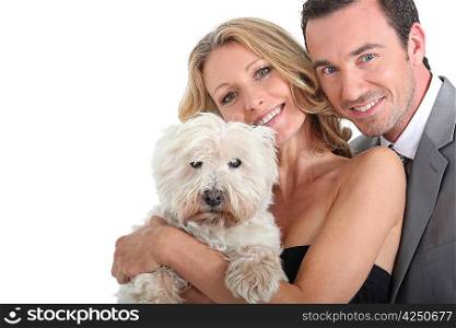 Couple and their dog.