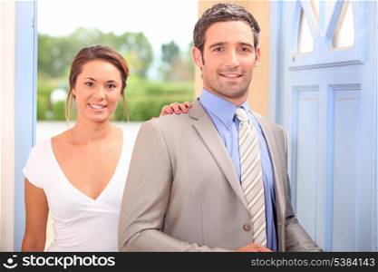 Couple arriving home